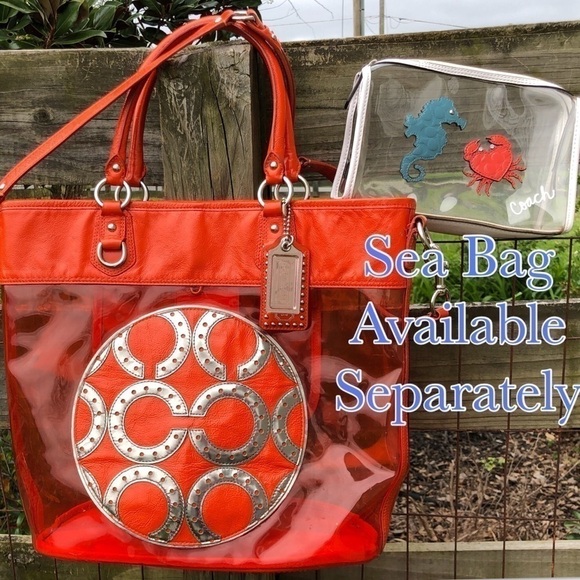 Coach 15021 Red Transparent Clear Tote Colette Bag - Picture 6 of 6